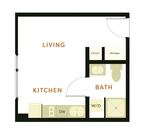 a floor plan of a studio apartment